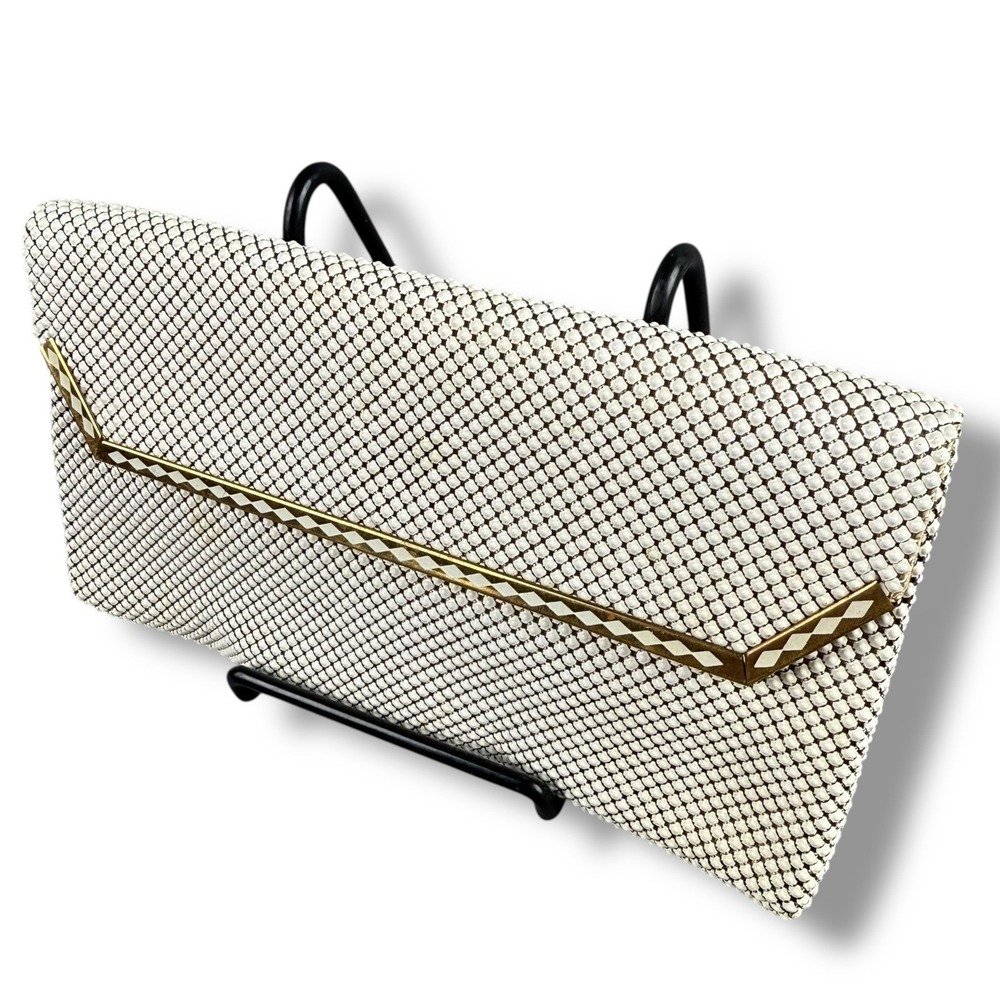 Vintage Whiting & Davis Mesh Clutch Made in USA w/ Mirror‎ Gold Tone Trim *READ*